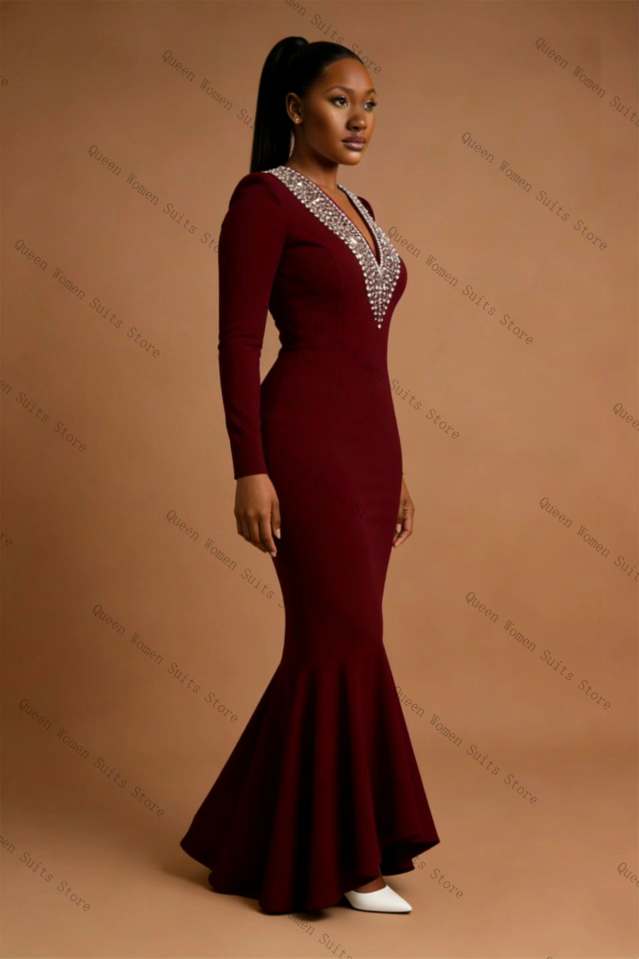 Women'S Formal Jackets To Wear With Dresses - Burgundy Women Suit Skirt 1 Pcs