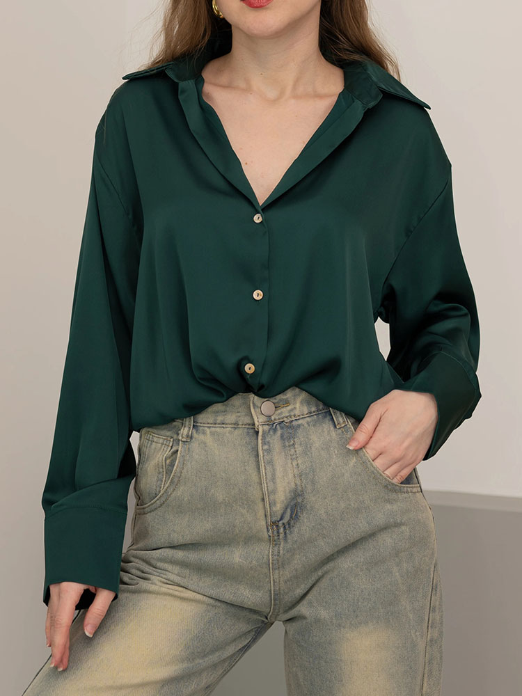 Women Luxury Formal Wear - Female Button Silk for Women Elegant