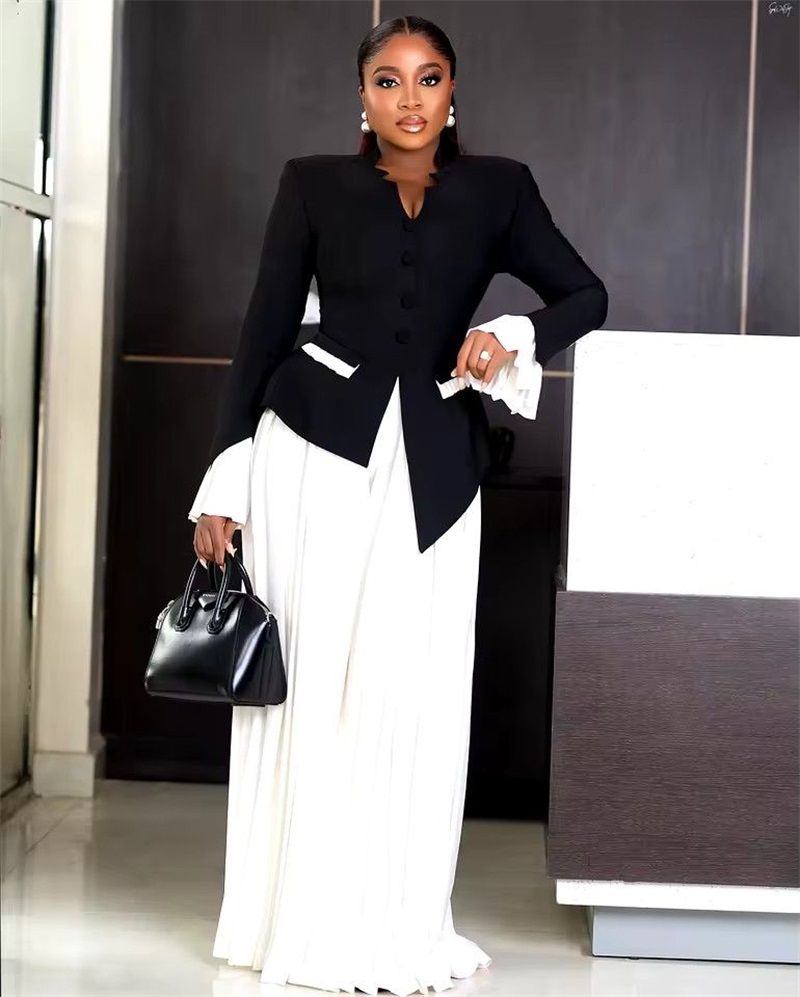 Women Formal Wear Black - White Black Women Suits Set 2