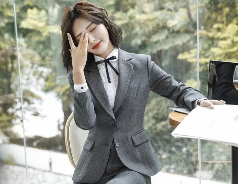 Novelty Gray Formal Blazers an - đánh giá và giá Women Formal Wear Winter