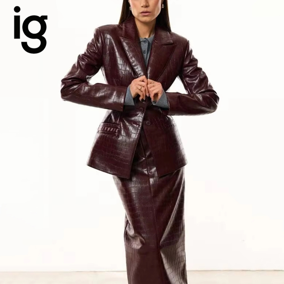 IG Women Burgundy Croc Faux Le - đánh giá và giá Formal Women'S Wear