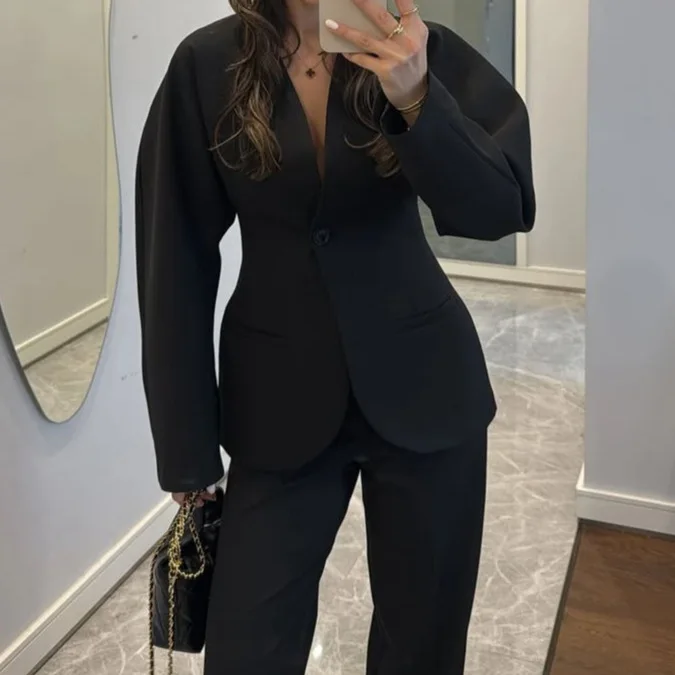 2025 New Women Black V Neck Wa - đánh giá và giá Women Formal Wear Black