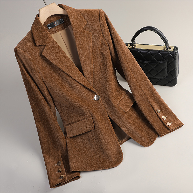Yellow Gold Velvet Blazer Wome - đánh giá và giá Women Formal Wear Winter