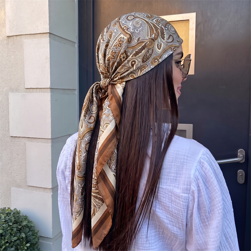 90CM Brown Retro Paisley Satin - đánh giá và giá Women Luxury Formal Wear