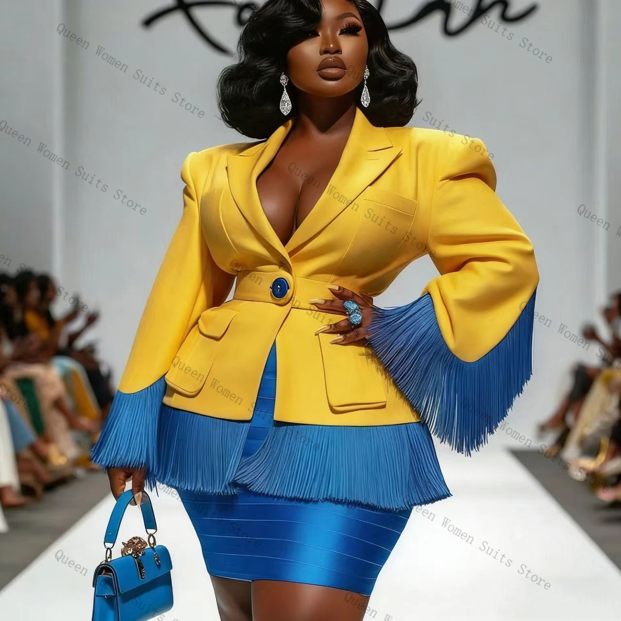Blue Tassel Women Suit Skirt S - đánh giá và giá Women'S Formal Jackets To Wear With Dresses