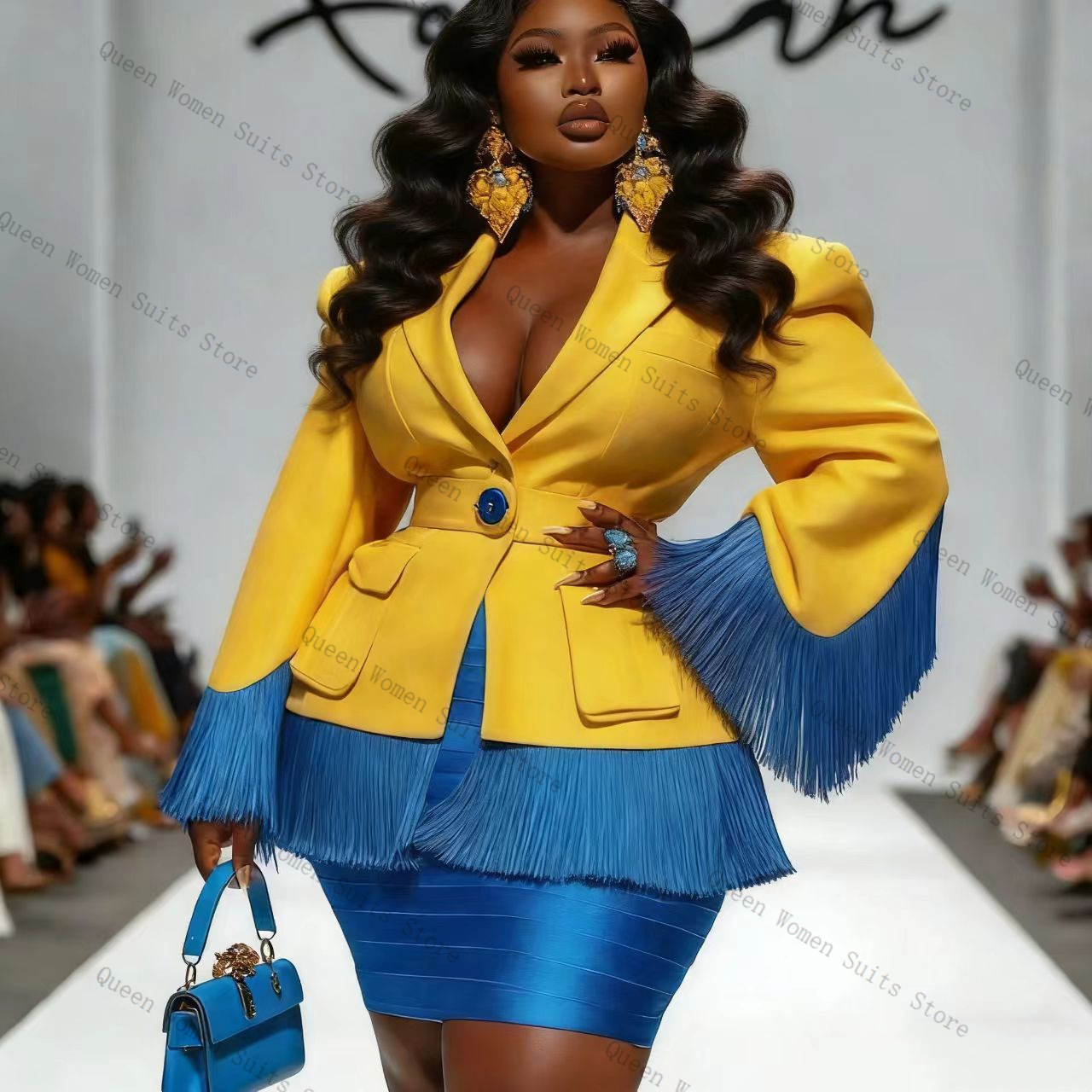 Blue Tassel Women Suit Skirt S - đánh giá và giá Women'S Formal Jackets To Wear With Dresses