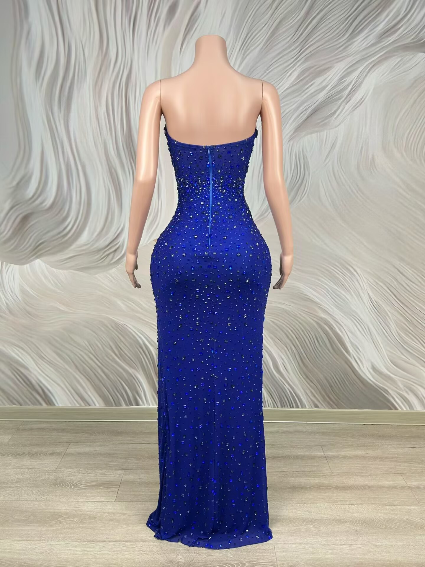 Sparkly Rhinestone Blue Strapl - đánh giá và giá Women Luxury Formal Wear